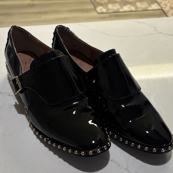 Adrianna Papell Shoes - Adrianna Papell Black Patent Loafers with Gold Studs